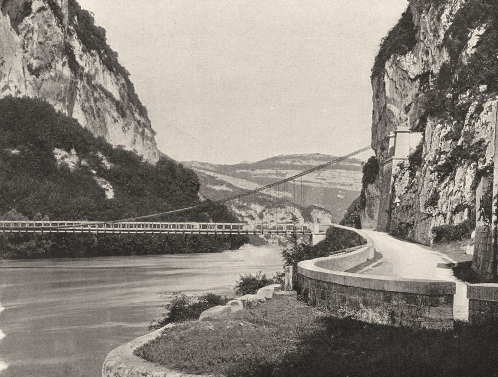 SAVOIE. Le pont de Pierre- Châtel 1903 old antique vintage print picture
